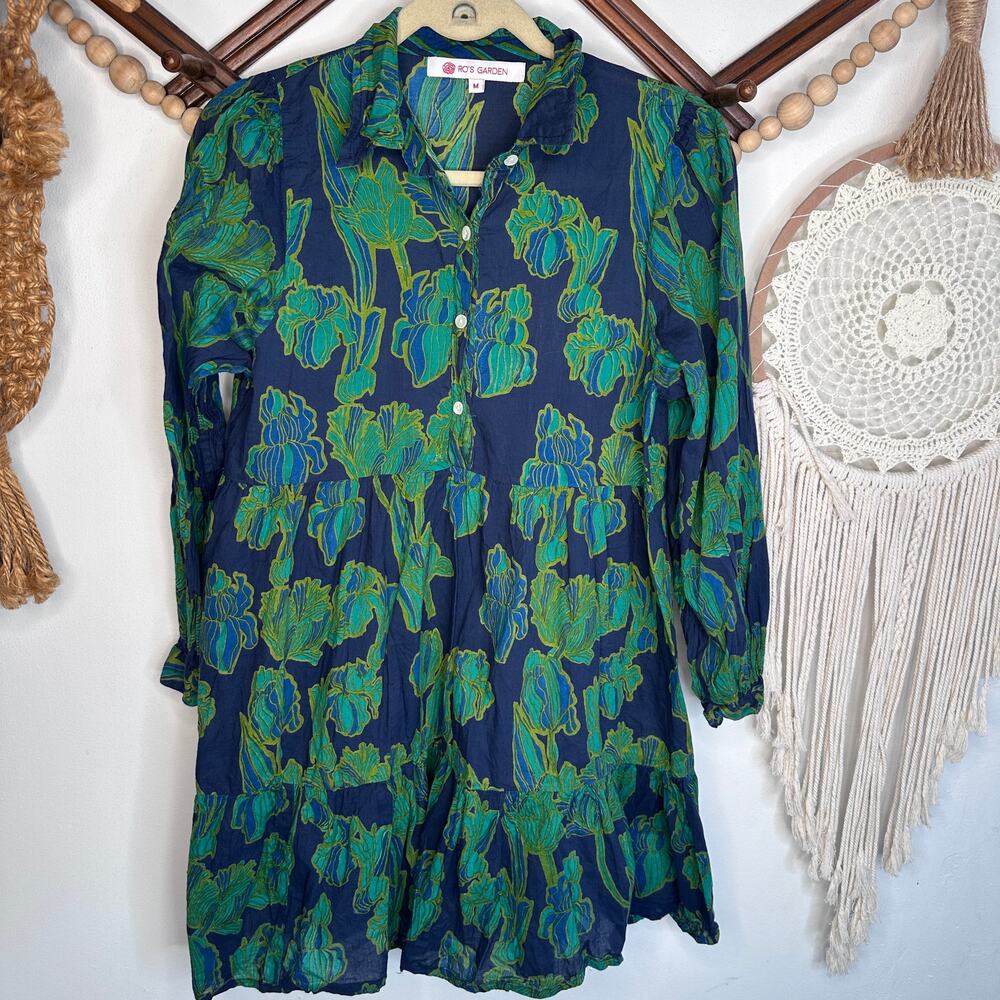 Ro's Garden Tuckernuck Navy Floral Tiered Mini Dress